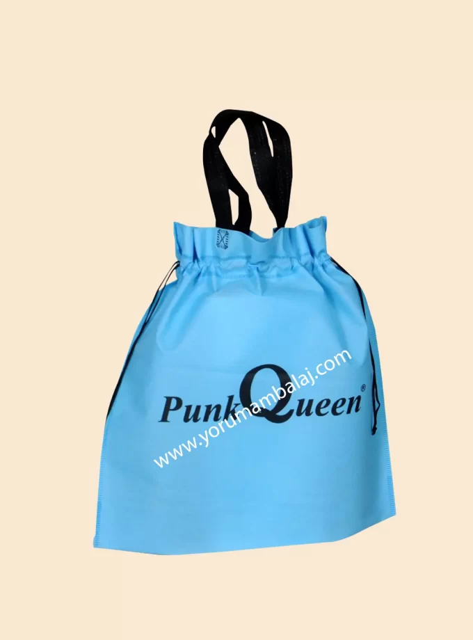 Tela Çanta Büzgülü Saplı Mavi