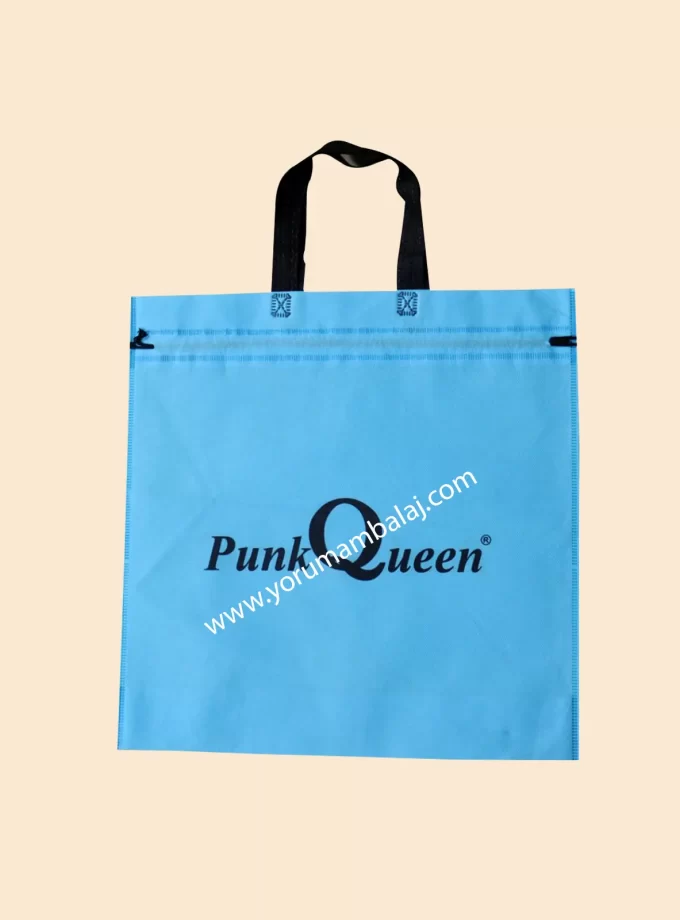 Tela Çanta Büzgülü Saplı Mavi